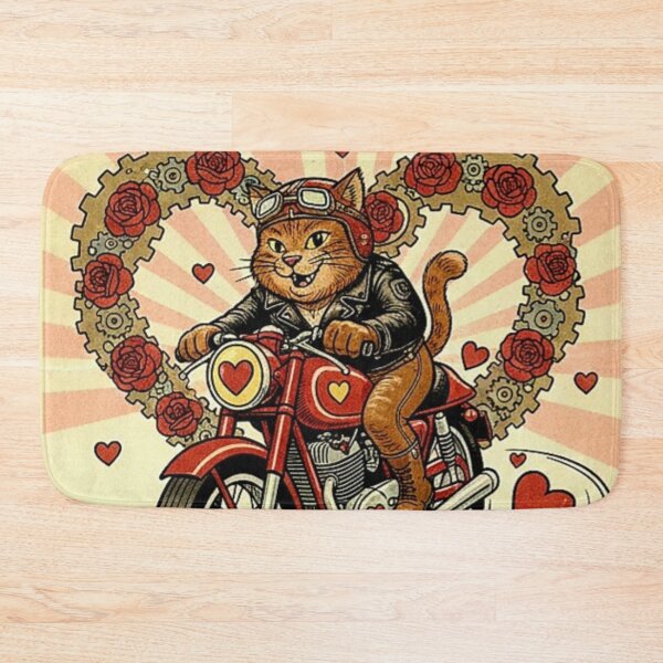 Item preview, You Rev My Heart: Rockabilly Biker Cat Valentine designed and sold by Art's Diner.