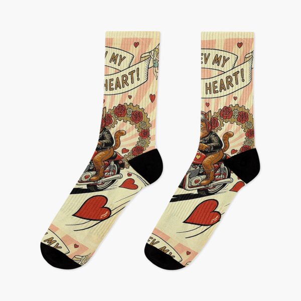 Item preview, You Rev My Heart: Rockabilly Biker Cat Valentine designed and sold by Art's Diner.