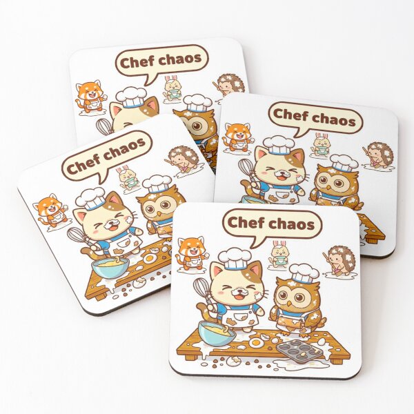 Item preview, Kawaii Cat Chef Chaos - Cute Animals Baking Disaster Illustration designed and sold by MT-Hub | Art for Every Soul.