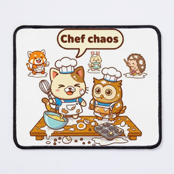 Item preview, Kawaii Cat Chef Chaos - Cute Animals Baking Disaster Illustration designed and sold by MT-Hub | Cute Aesthetic Art, Stickers & Phone Cases.