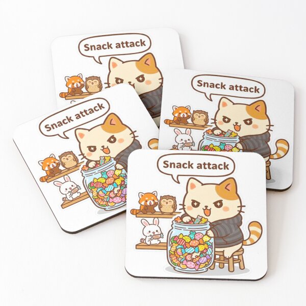 Item preview, Kawaii Cat Snack Attack - Cute Animals Candy Jar Illustration designed and sold by MT-Hub | Cute Aesthetic Art, Stickers & Phone Cases.