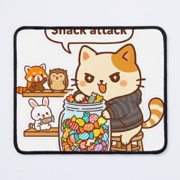 Item preview, Kawaii Cat Snack Attack - Cute Animals Candy Jar Illustration designed and sold by MT-Hub | Cute Aesthetic Art, Stickers & Phone Cases.
