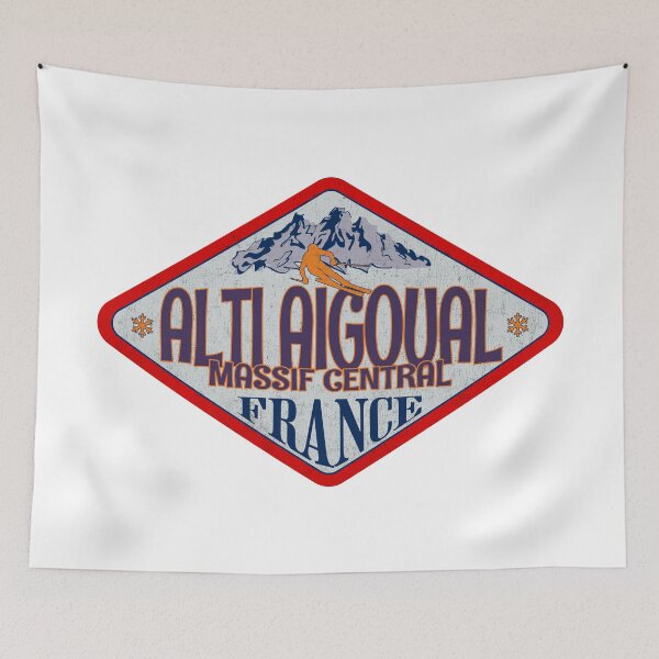Aperçu de l'œuvre Alti Aigoual, Massif Central, France, design d'insigne de ski vintage créée et vendue par Wanderful-roads.