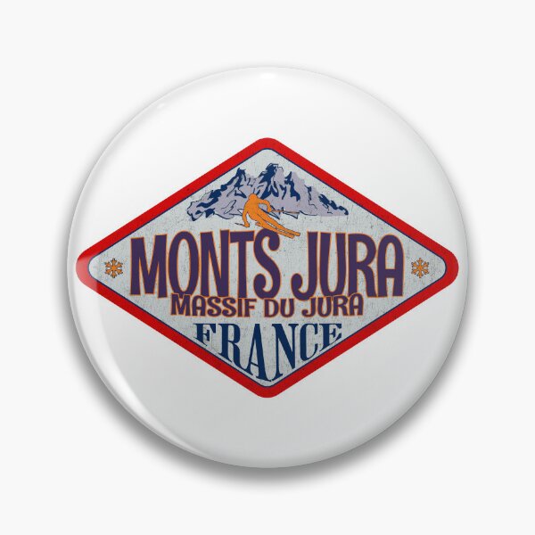 Item preview, Monts Jura, Jura, France, Vintage skiing badge design designed and sold by Wanderful-roads.