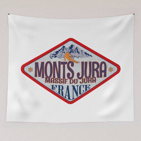 Item preview, Monts Jura, Jura, France, Vintage skiing badge design designed and sold by Wanderful-roads.