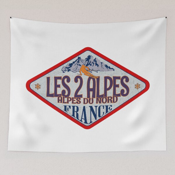 Item preview, Les 2 Alpes, Alpes du Nord, France, Vintage skiing badge design designed and sold by Wanderful-roads.