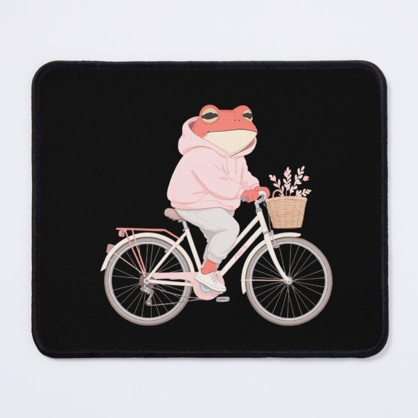 Item preview, Pastel Morning Ride Frog Illustration – Calm Romantic Red Frog on Bicycle | Soft Flat Cartoon Art designed and sold by ColorSplash123.