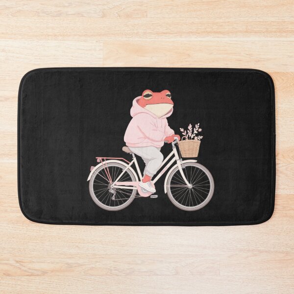 Item preview, Pastel Morning Ride Frog Illustration – Calm Romantic Red Frog on Bicycle | Soft Flat Cartoon Art designed and sold by ColorSplash123.
