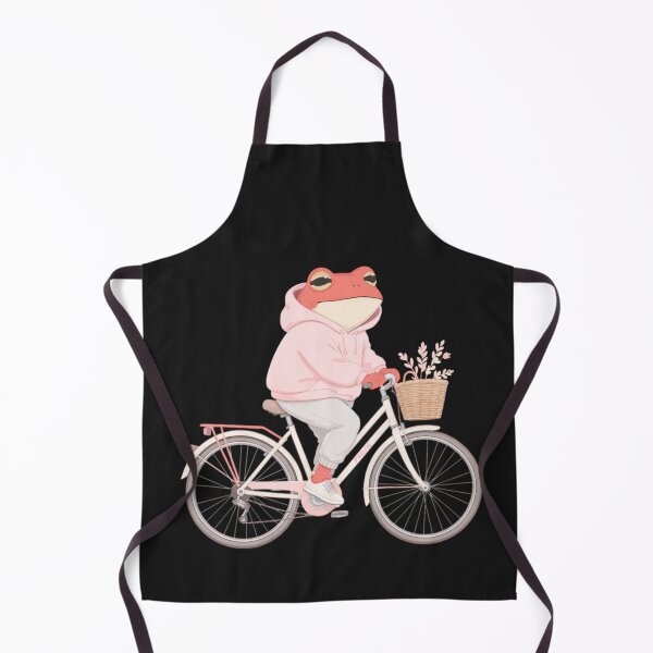 Item preview, Pastel Morning Ride Frog Illustration – Calm Romantic Red Frog on Bicycle | Soft Flat Cartoon Art designed and sold by ColorSplash123.