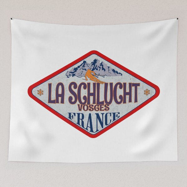Item preview, La Schlucht, Vosges, France, Vintage skiing badge design designed and sold by Wanderful-roads.