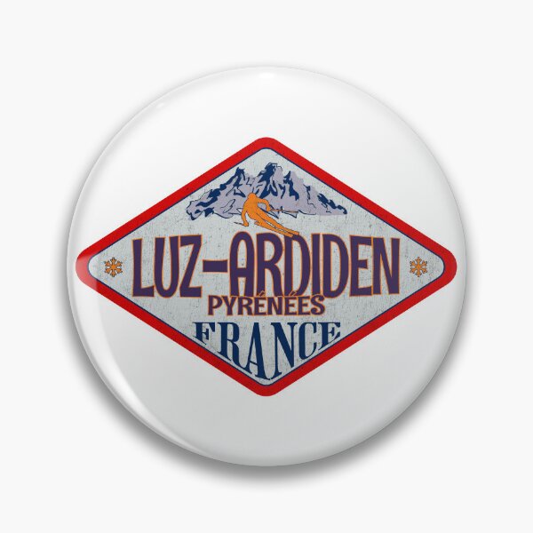 Item preview, Luz-Ardiden, Pyrénées, France, Vintage skiing badge design designed and sold by Wanderful-roads.