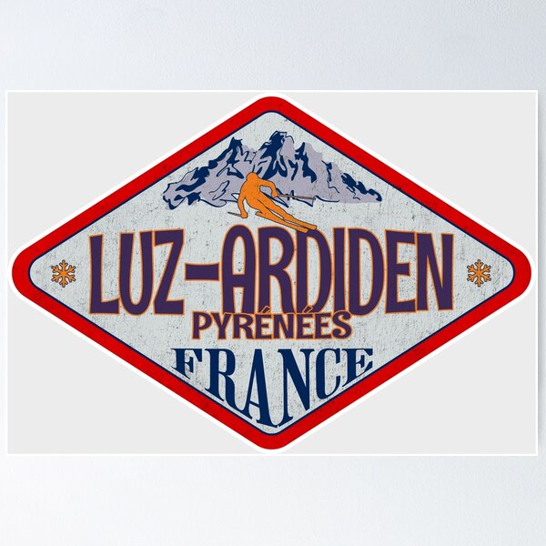 Item preview, Luz-Ardiden, Pyrénées, France, Vintage skiing badge design designed and sold by Wanderful-roads.
