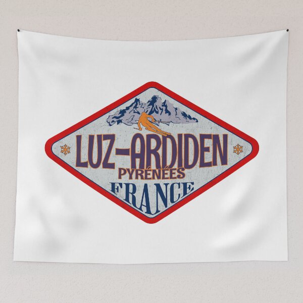 Item preview, Luz-Ardiden, Pyrénées, France, Vintage skiing badge design designed and sold by Wanderful-roads.
