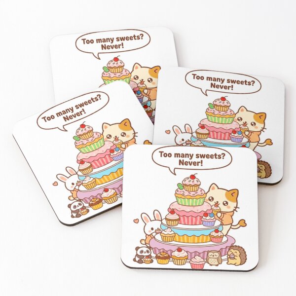 Item preview, Kawaii Cat and Friends Giant Cupcake Party - Cute Animals Sweet Tooth Illustration designed and sold by MT-Hub | Cute Aesthetic Art, Stickers & Phone Cases.