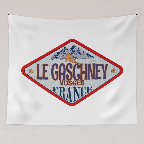 Item preview, Le Gaschney, Vosges, France, Vintage skiing badge design designed and sold by Wanderful-roads.