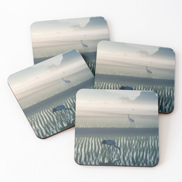 Item preview, Japanese Morning Mist with Cranes – Serene Rice Field Landscape, Photorealistic Japan Nature Art designed and sold by IkesJP.