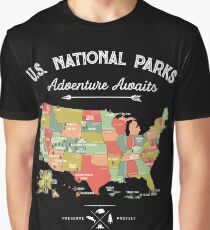 Camiseta gráfica National Park Map Vintage T Shirt - Todos los 59 parques nacionales