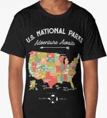 National Park Map Vintage T Shirt - All 59 National Parks Long T-Shirt