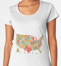 Camiseta premium para mujer National Park Map Vintage T Shirt - Todos los 59 parques nacionales