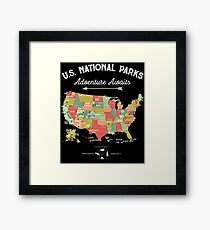 Lámina enmarcada National Park Map Vintage T Shirt - Todos los 59 parques nacionales