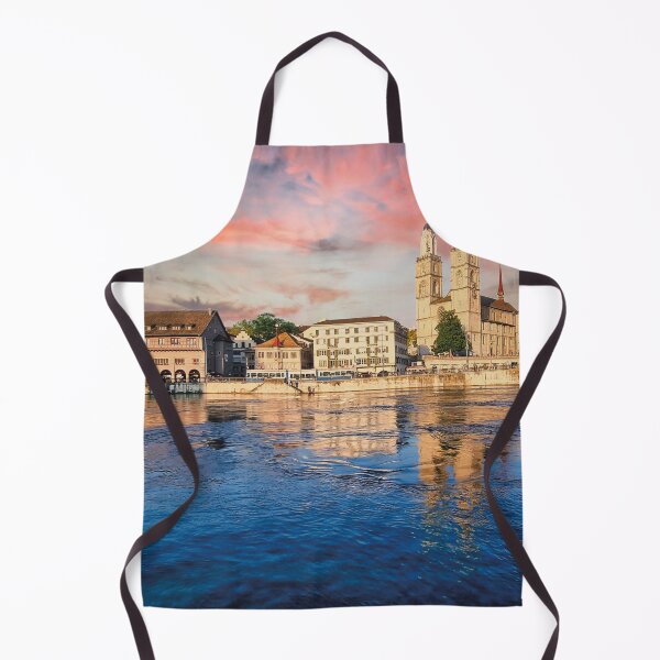 Item preview, Zurich skyline at Limmatquay at sunset designed and sold by Mauswohn.