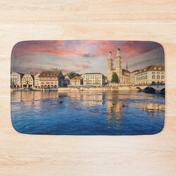 Item preview, Zurich skyline at Limmatquay at sunset designed and sold by Mauswohn.