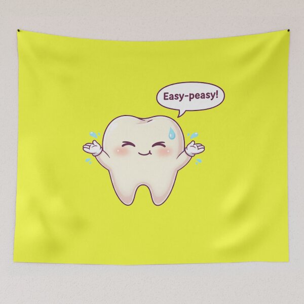 Item preview, Adorable Kawaii Chibi Tooth Character Saying Easy Peasy Fun Dental Humor Sticker and Dentist Graduation Gift designed and sold by bvdesignart.