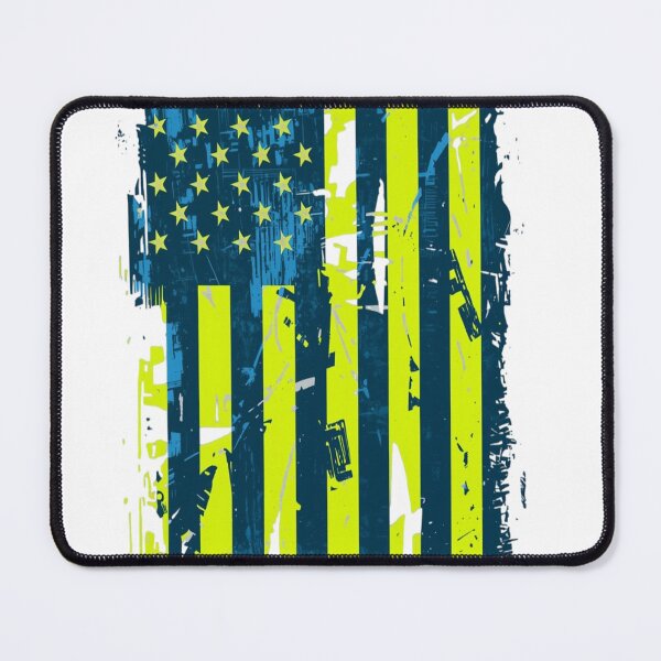 Item preview, Fluorescent Blue & Yellow Grunge American Flag designed and sold by darkzak.