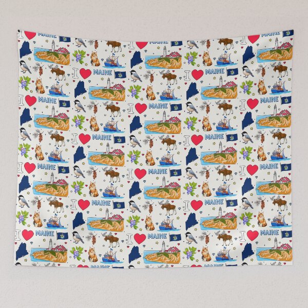 Item preview, Maine State Pride: Iconic Landmarks & Nature Collage designed and sold by mashmosh.