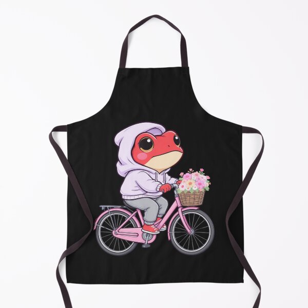 Item preview, Flower Basket Chibi Frog Illustration – Cute Kawaii Red Frog Riding Bicycle | Pastel Flat Cartoon Art designed and sold by ColorSplash123.