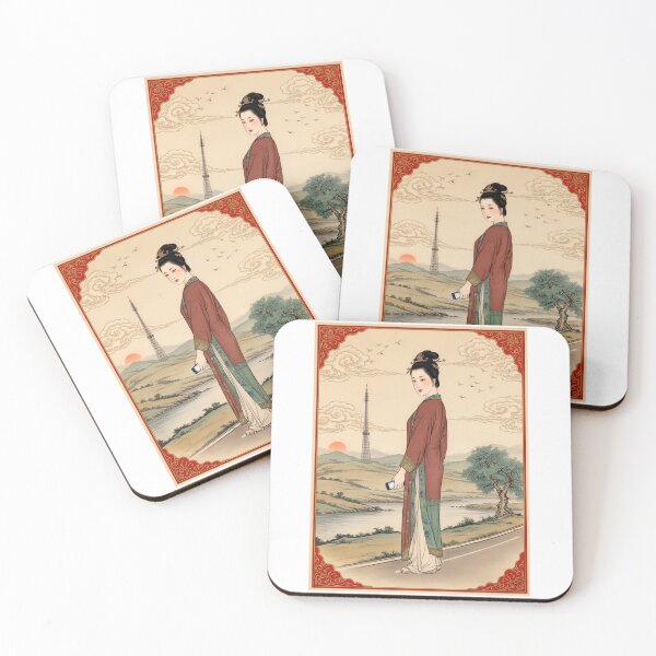 Item preview, Chinese Lady antique ink painting designed and sold by aykiradesigns.