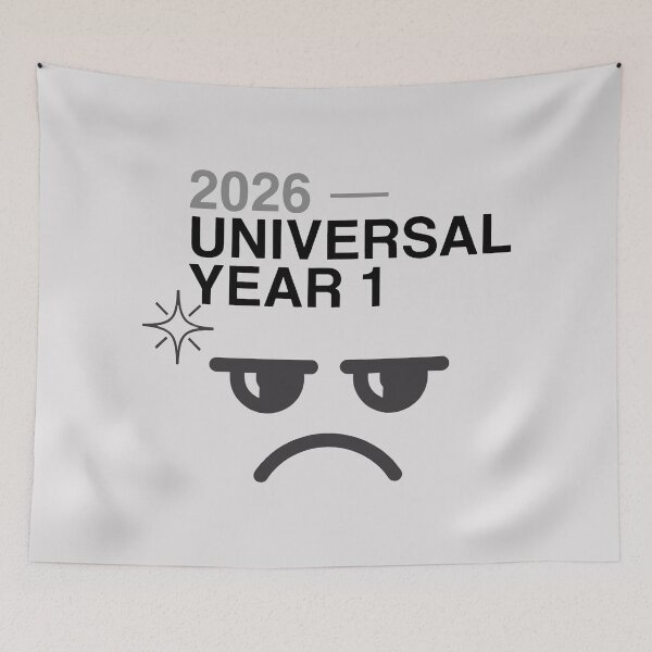 Item preview, 2026 Universal Year 1 Sarcastic Numerology Tired Face Art designed and sold by SplashTastic.