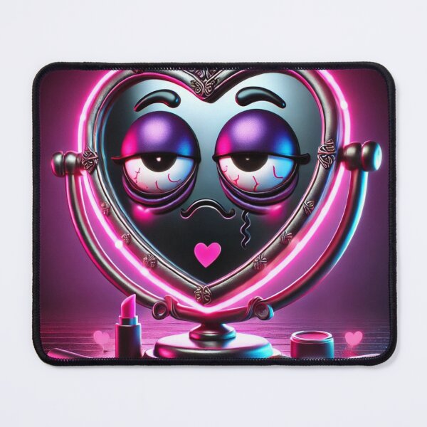Item preview, Tired Heart Mirror – Neon Dark Humor Love Art designed and sold by ComedyInkFactor.