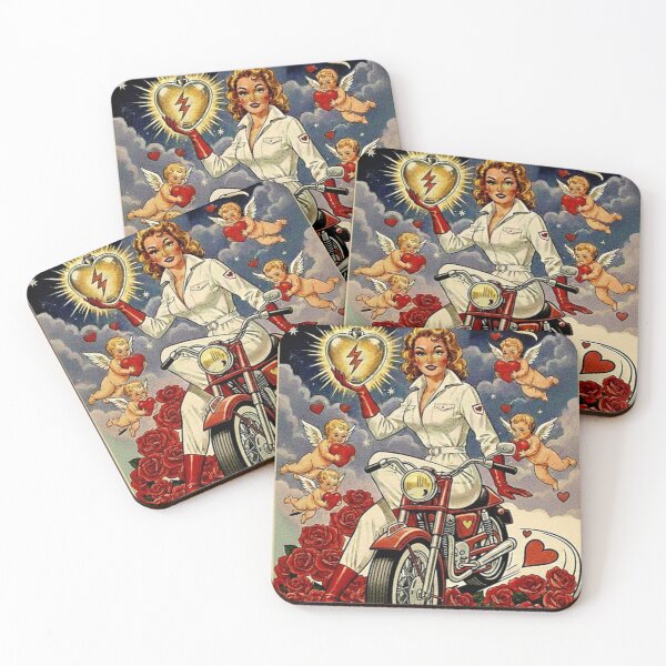 Item preview, You Ride Into My Heart: Retro Biker Starlet Valentine designed and sold by Art's Diner.