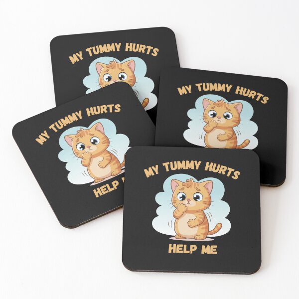 Item preview, "My tummy hurts help me" cute red cat designed and sold by Chris-graphics-art.