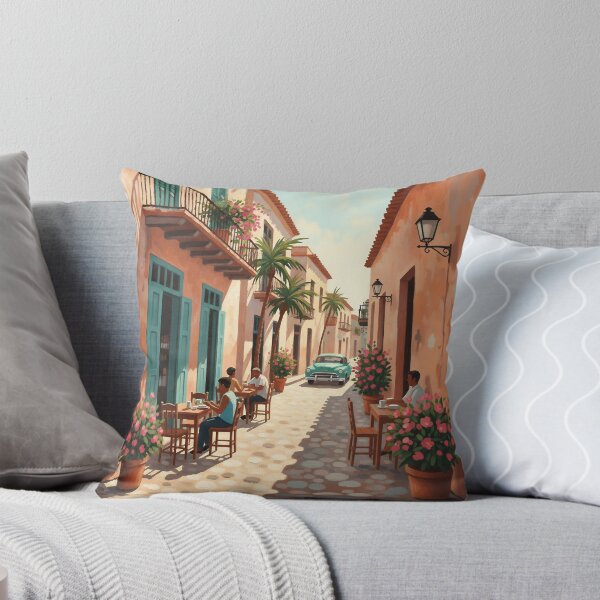 Item preview, Havana Evening Coffee - Warm Sunset Street Cafe Scene Painting designed and sold by QuietWallStudio.