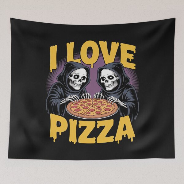 Item preview, I Love Pizza Funny Food Pizza Lover Meme Skeleton Bootleg designed and sold by Rackaam.