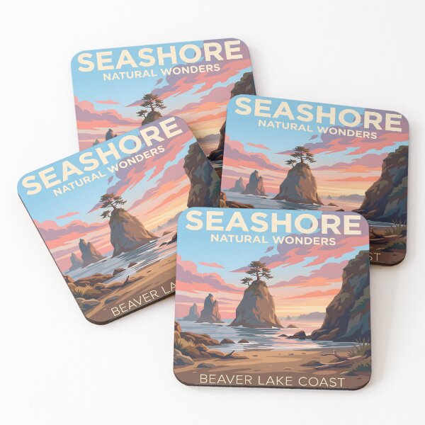 Item preview, Seashore Natural Wonders Beaver Lake Coast Sunset Poster designed and sold by AbstractAuraArt.