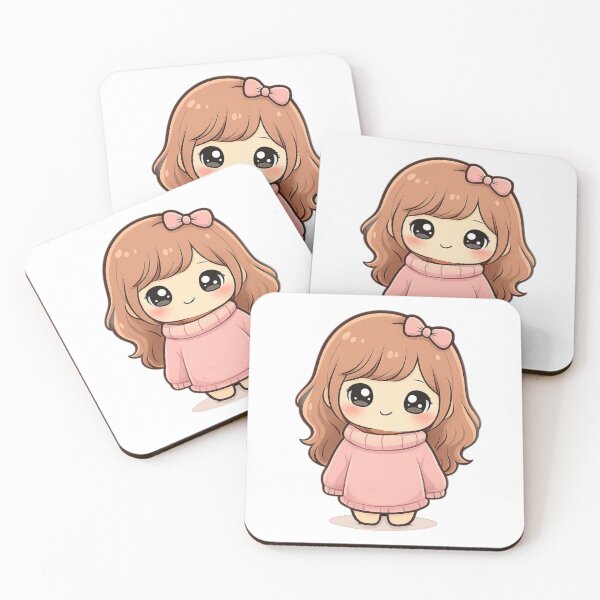 Item preview, ? Cute Kawaii Girl Illustration PNG – Adorable Chibi Girl in Pink Sweater for Stickers, Shirts & Gifts designed and sold by CozyPops.