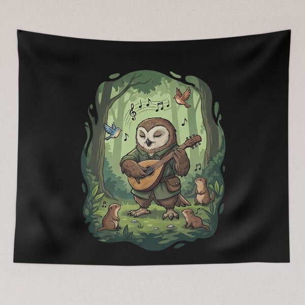 Item preview, Fantasy Owl Bard Forest Music Animals designed and sold by k3rstman1.