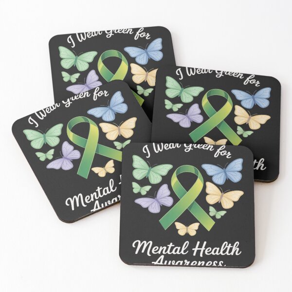 Item preview, I Wear Green For Mental Health Awareness Butterflies Heart designed and sold by Rackaam.