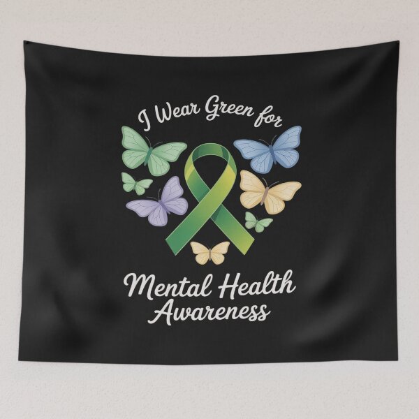 Item preview, I Wear Green For Mental Health Awareness Butterflies Heart designed and sold by Rackaam.