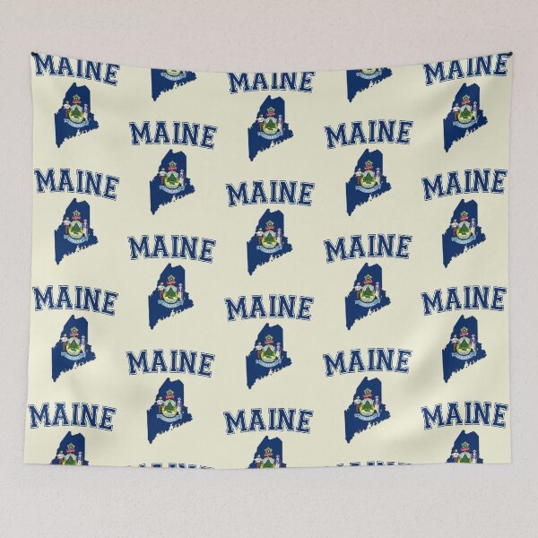 Artikelvorschau, Flagge und Karte des US-Bundesstaates Maine – Klassischer College-Stil entworfen und verkauft von mashmosh.