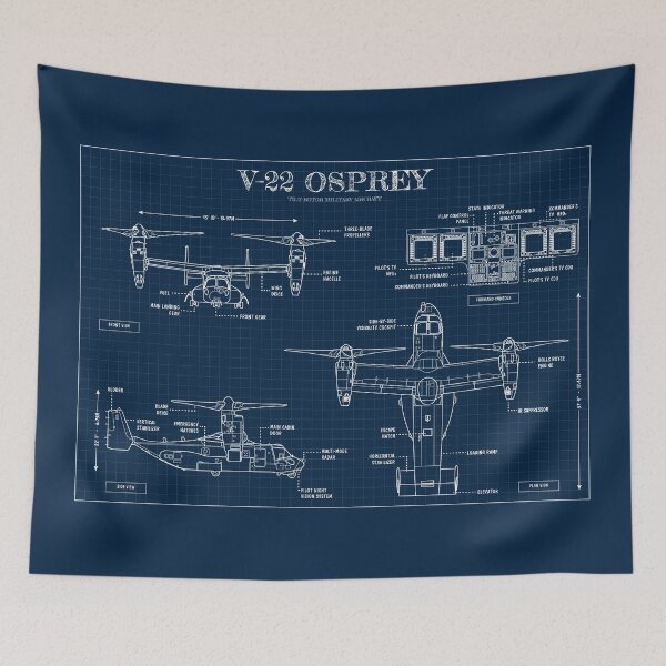 Item preview, V-22 Osprey: Tilt-Rotor Military Aircraft (Navy Blueprint- Horizontal) designed and sold by BGALAXY.