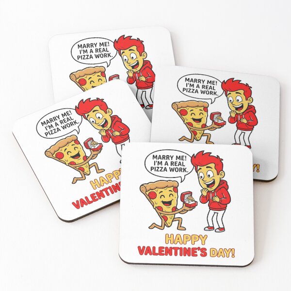 Item preview, Funny Pizza Valentine Proposal – Marry Me Pizza Cartoon Design designed and sold by BKB APPARELS.