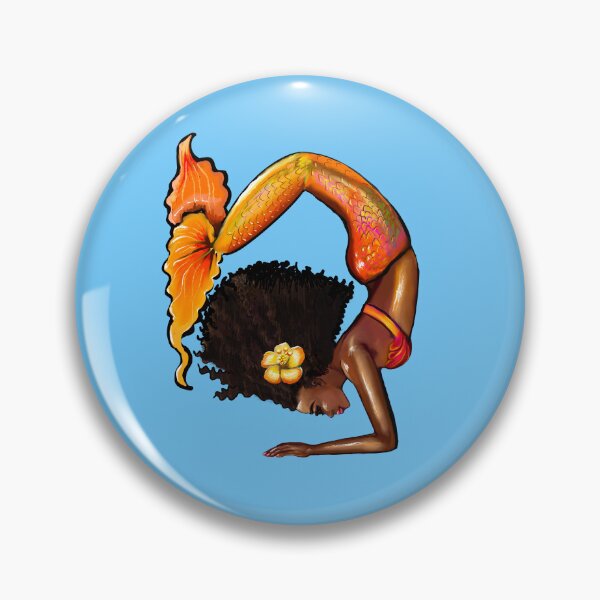 Item preview, Mermaid doing handstand with yellow hibiscus flower in her Afro relaxing designed and sold by Artonmytee.