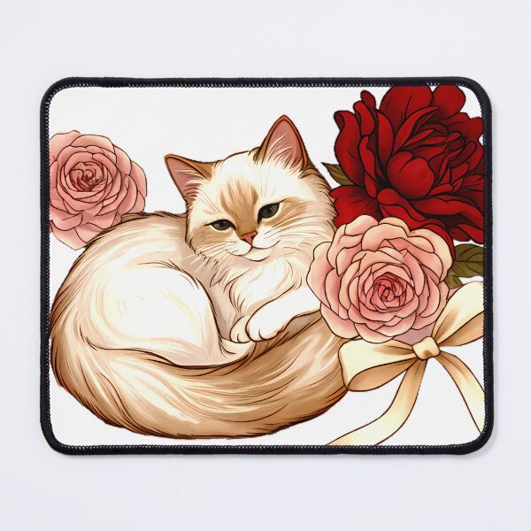 Item preview, Rose Dreams: Curled Cat in Floral Bliss designed and sold by meesub.