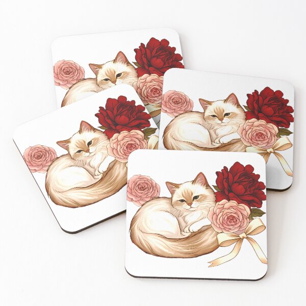 Item preview, Rose Dreams: Curled Cat in Floral Bliss designed and sold by meesub.