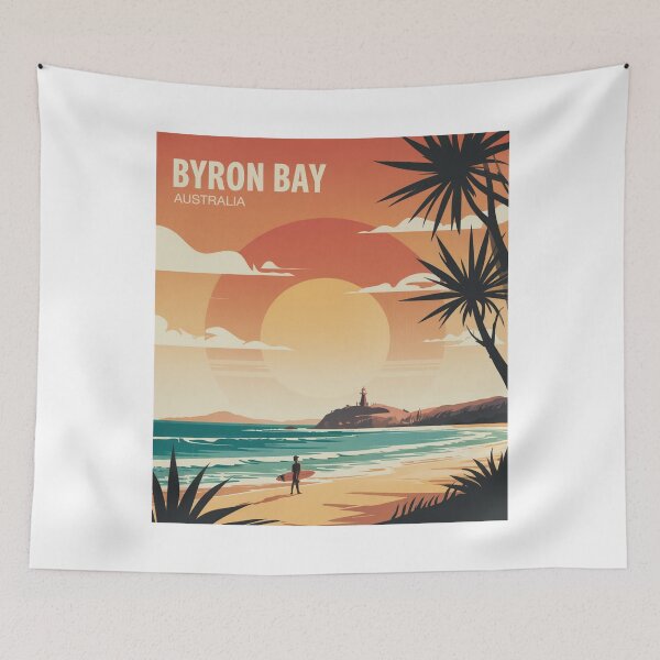 Item preview, Byron Bay Sunset Surf Poster - Australia Coastal Illustration designed and sold by CircinusStore.