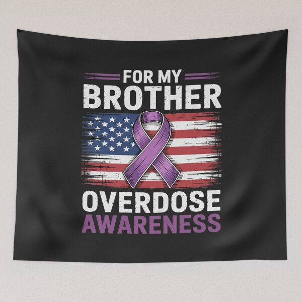 Item preview, I Wear Purple For My Brother Overdose Awareness USA Flag designed and sold by Rackaam.